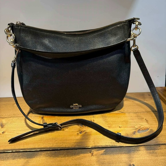 Handbags - Coach Chelsea Hobo 32 Black Pebbled Leather Shoulder Crossbody Bag F58036